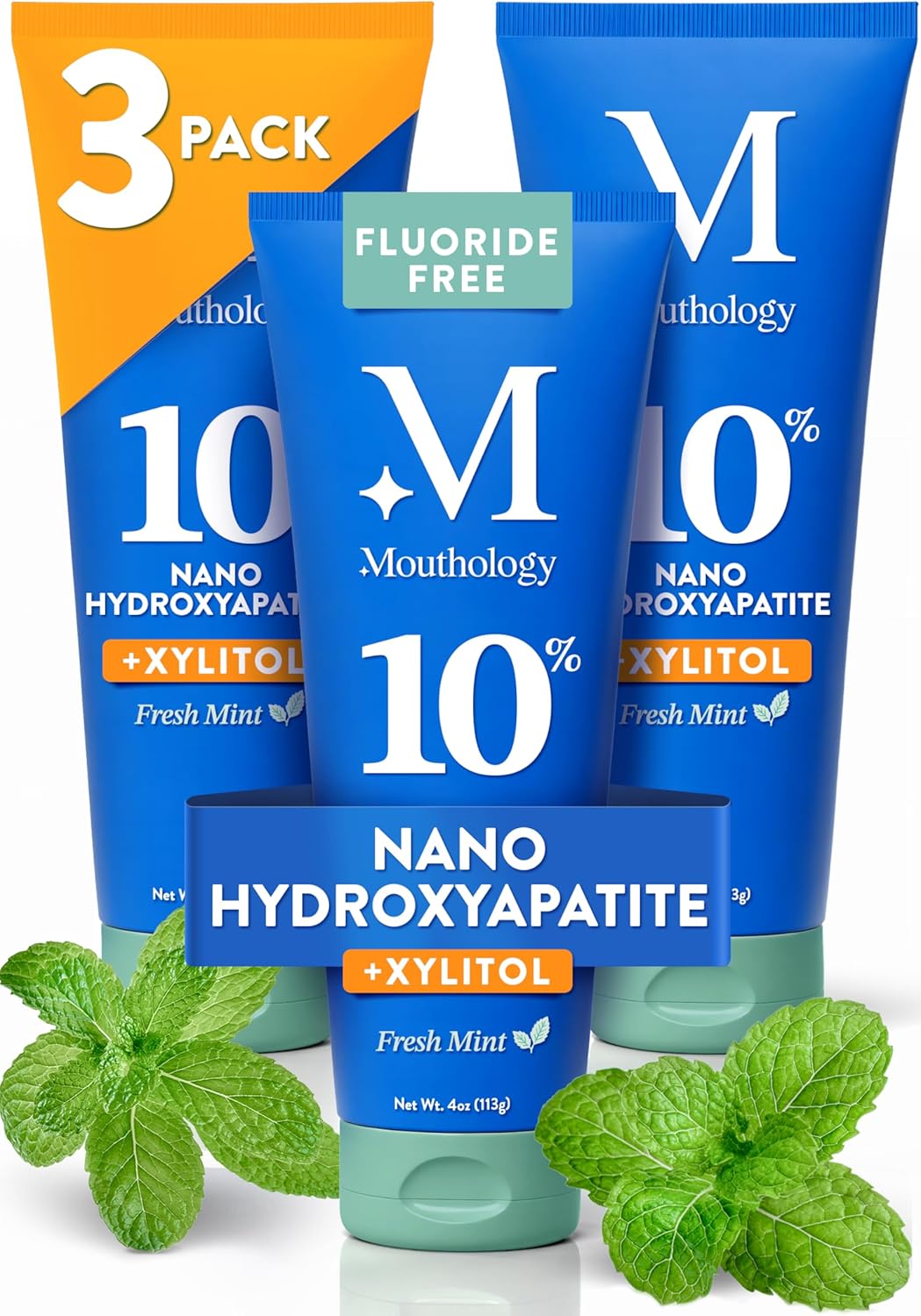 Mouthology Pasta de dientes 10% Nano Hidroxiapatita (paquete de 3,...