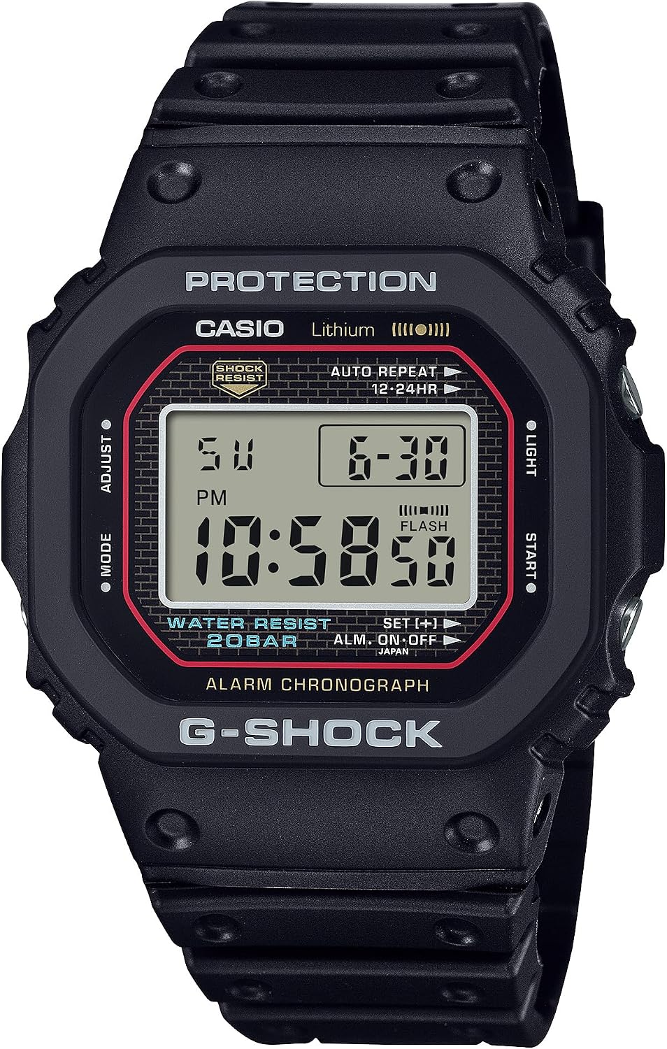 Casio G-Shock Serie Digital 5000 Reloj de Resina Negra 42.3mm - DW5000R-1A