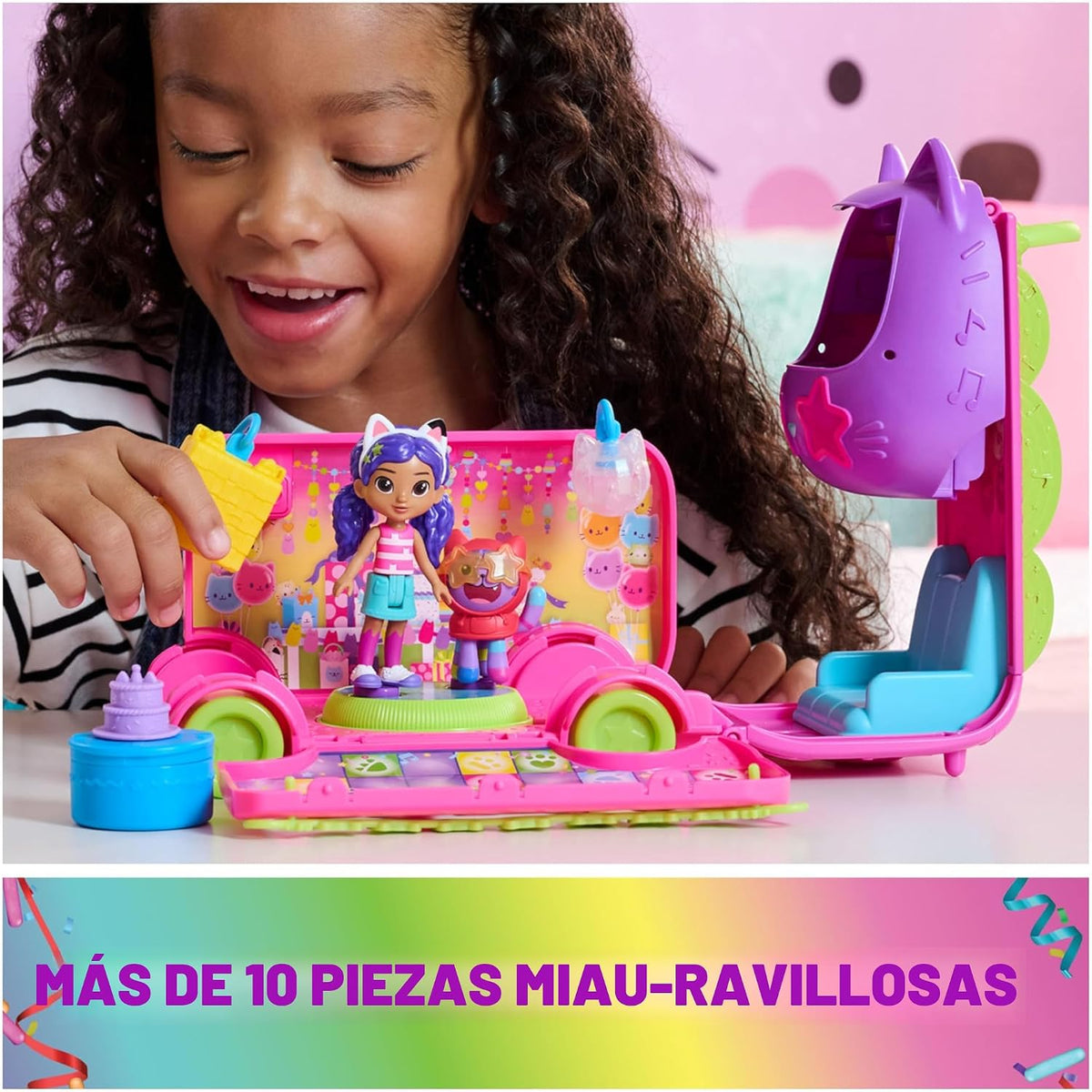 Gabby's Dollhouse Celebration Party Bus, Transforming Playset con Gabby DJ