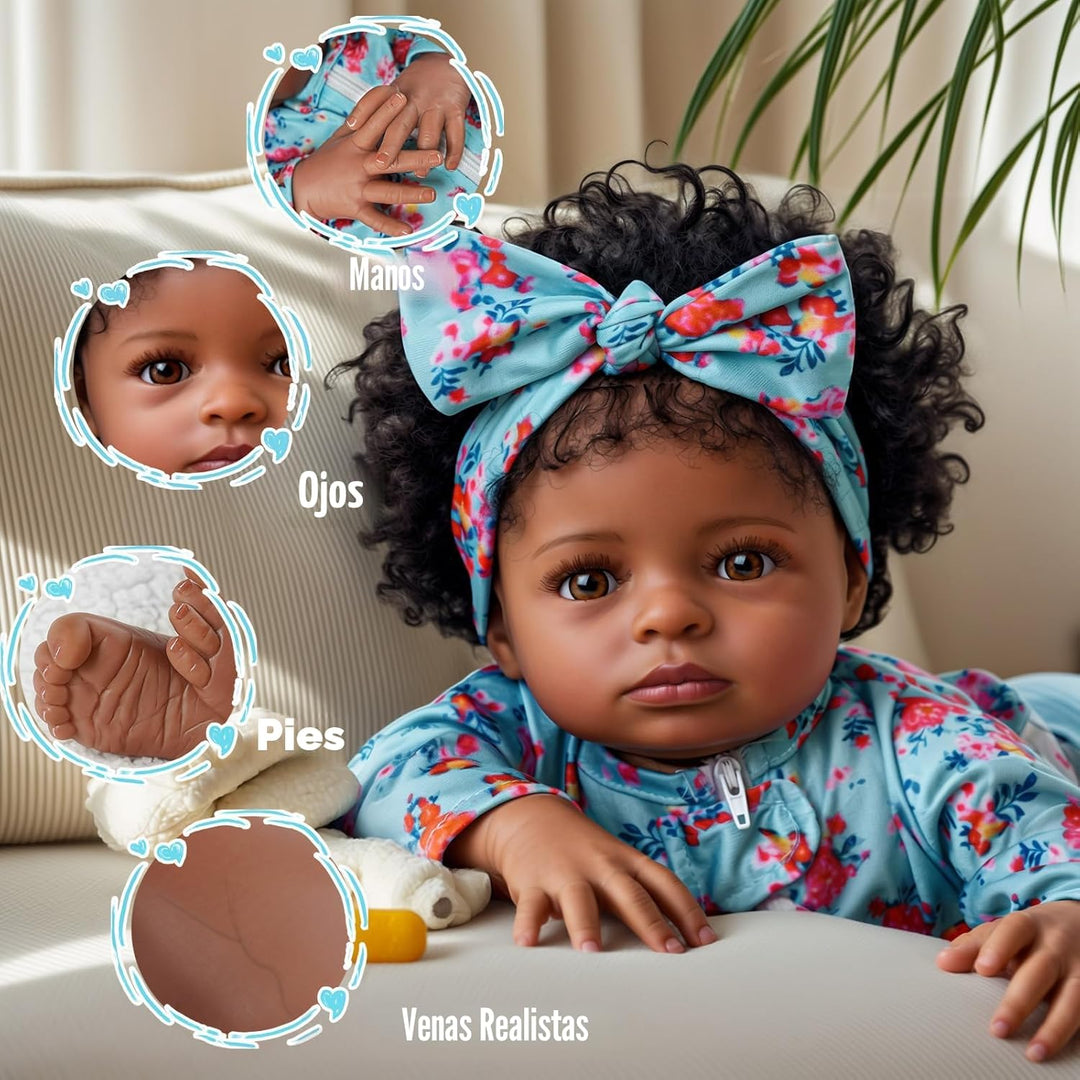 BABESIDE Muñecas realistas de bebé recién nacidas para niñas negras...