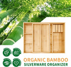 Organizador de cajones de cocina de bambú, 6 compartimentos anchos