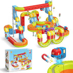 Juego de tren eléctrico para niños, 141 piezas (92 pistas + 2 autos) juego de tren magnético para niños pequeños, juguetes STEM regalos de cumpleaños para niños de 3 a 12 años, kits de pista de