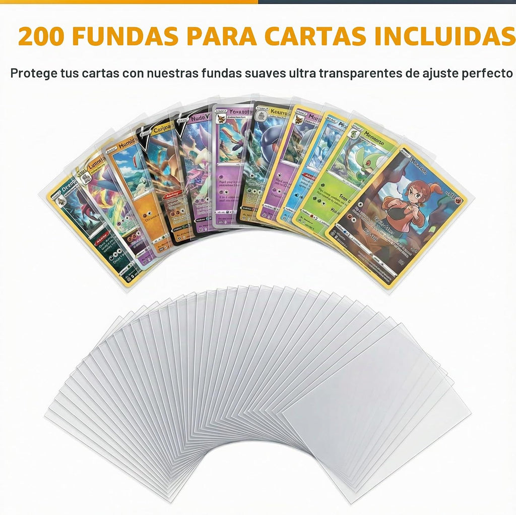 X PRO - Carpeta para tarjetas de más de 1000 tarjetas, viene con 200 fundas para tarjetas, compatible con TCG, Sports, MTG y más, carpeta de 16 bolsillos para tarjetas, carpeta TCG