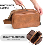 Elviros Neceser para hombre de cuero sintético para afeitado Dopp Kit