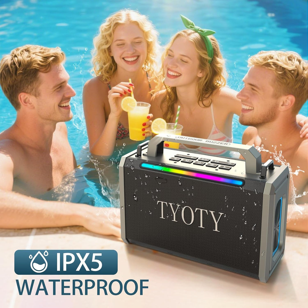 TYOTY Altavoz Bluetooth portátil de 80 W, sonido estéreo inalámbric...