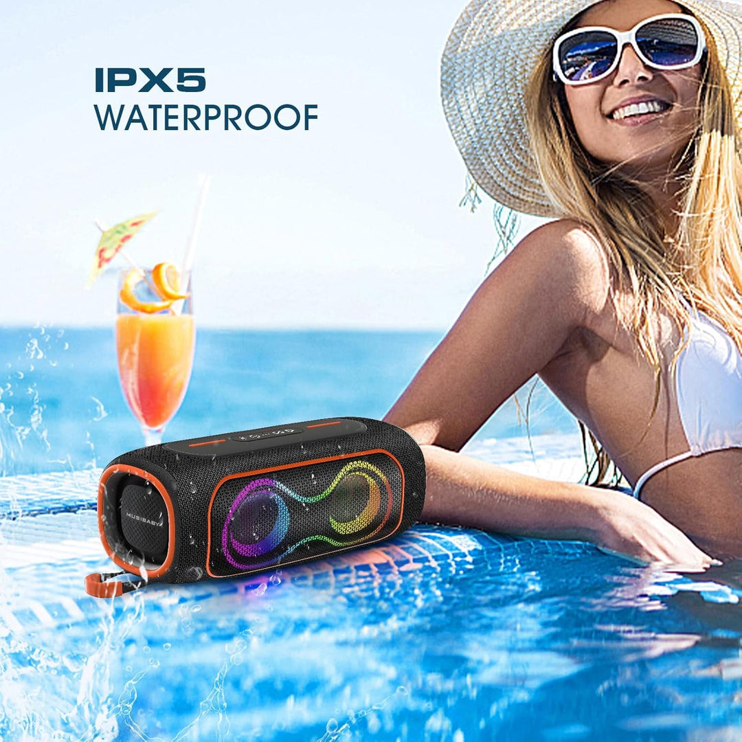 Musibaby Altavoz Bluetooth de 80 W, altavoz inalámbrico portátil co...