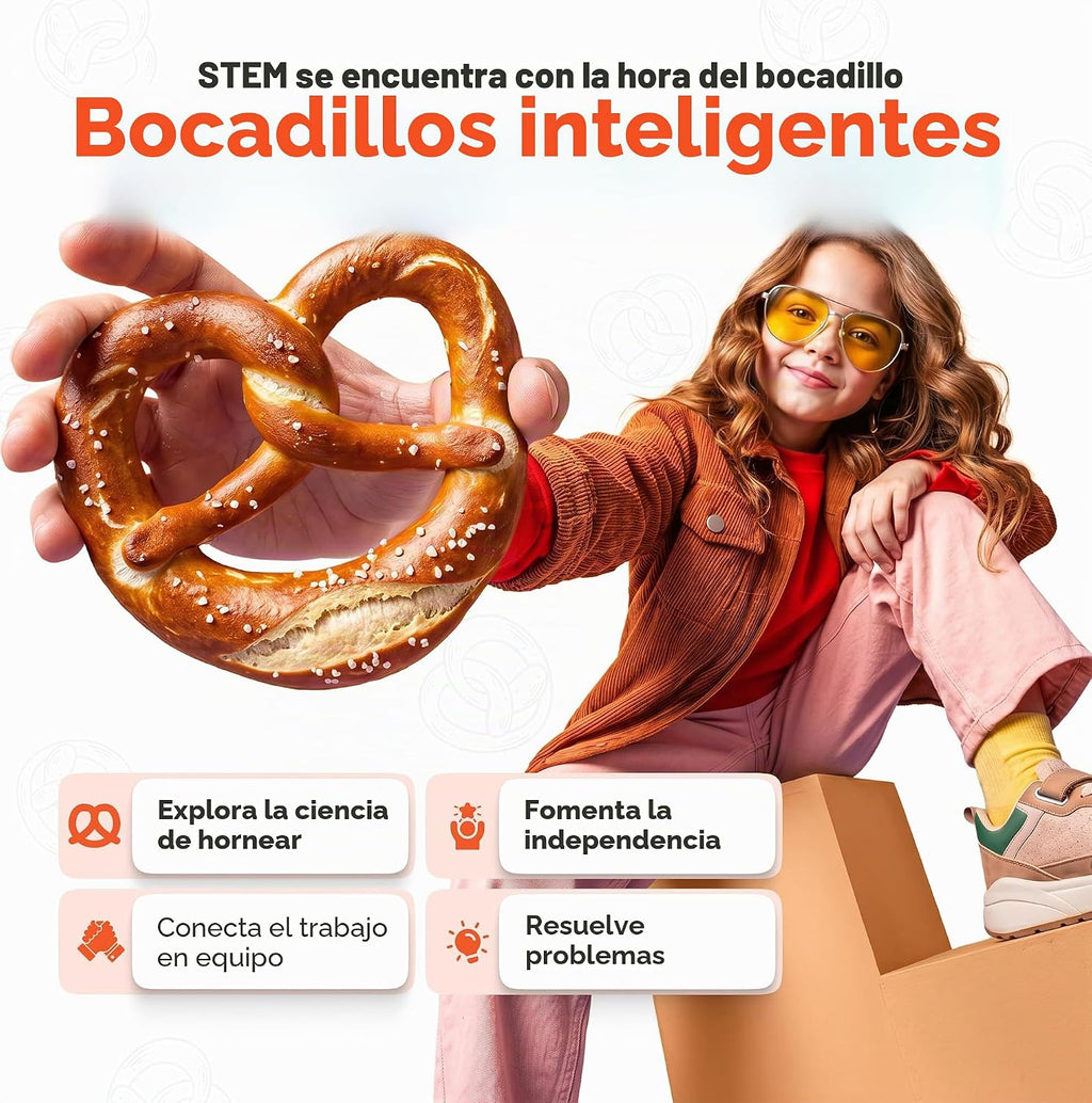 Kit para hacer pretzels – Juego de cocina real para niños de 5 a 12 años + con receta e ingredientes – Juego de hornear para niños y niñas – Gran regalo para vinculación familiar