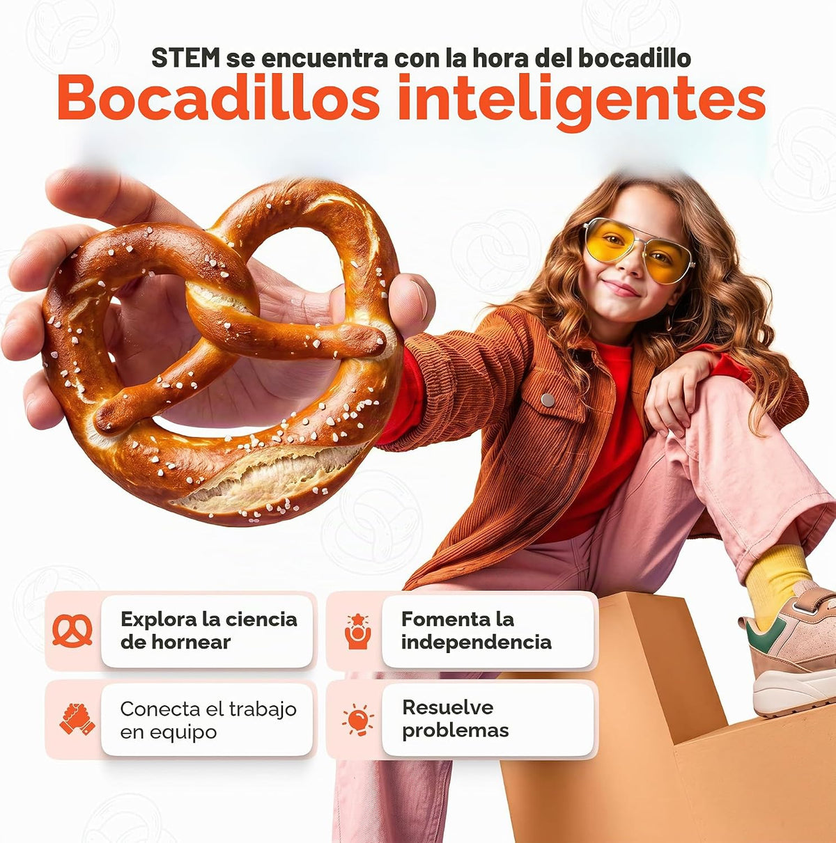 Kit para hacer pretzels – Juego de cocina real para niños de 5 a 12 años + con receta e ingredientes – Juego de hornear para niños y niñas – Gran regalo para vinculación familiar