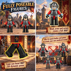 Juego de bloques de construcción del castillo medieval de caballero, con 12 figuras de caballero de las sombras, castillo del reino de los caballeros, regalo de Pascua para niños, 4+, 718 piezas