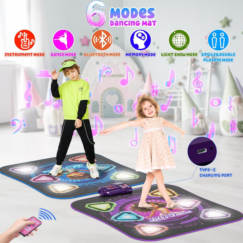 Tapete de baile, recargable con luces, alfombra de baile para 2 jugadores en oposición, juguetes para niños