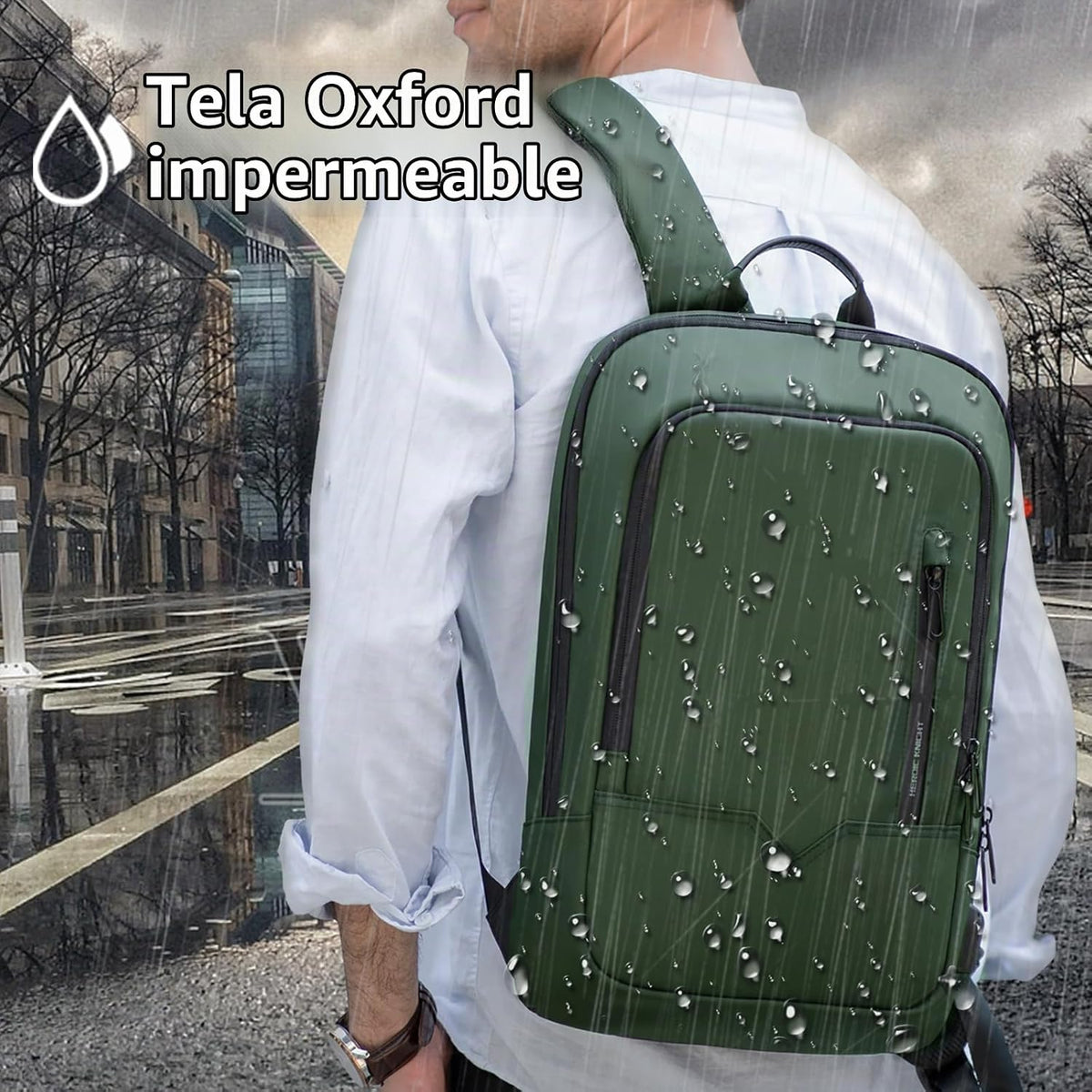 HK - Mochila para hombre, bolsa delgada para computadora portátil de 15,6