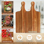 12 paquetes de tablas de cortar de madera de acacia, tabla de cortar lisa de 12 x 6 pulgadas con asas, tabla de cortar de madera para cocina, tabla de cortar a granel con cuerda y cinta a cuadros para verduras, carne, pizza, queso, pan de frutas