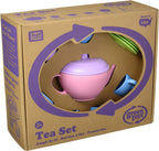 Green Toys Juego de té, Pink CB, juego de 17 piezas, habilidades motoras, lenguaje y comunicación para niños, sin BPA, ftalatos, PVC, apto para lavavajillas, plástico reciclado, fabricado en Estados