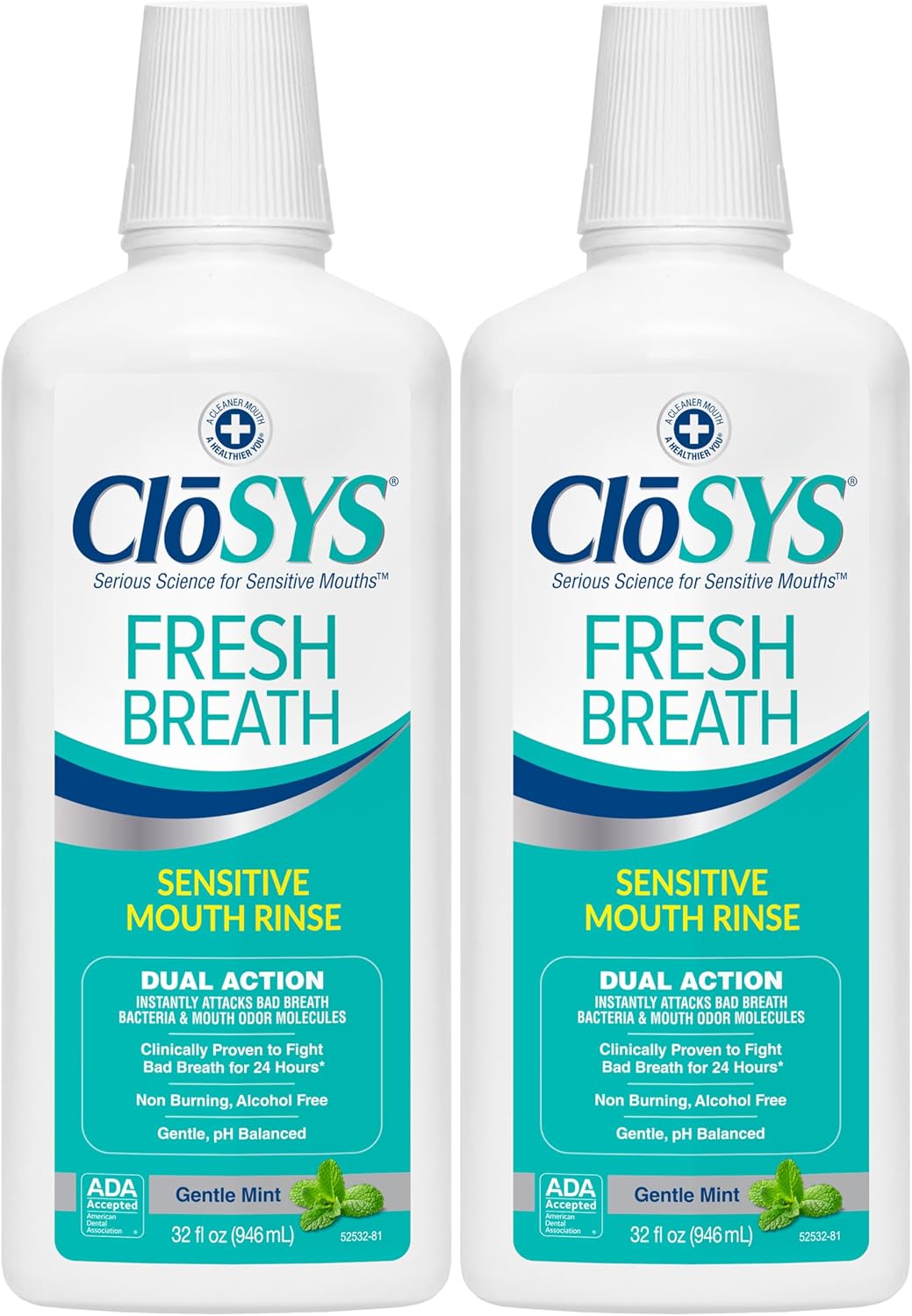 CloSYS Enjuague bucal, 32 onzas, enjuague bucal Fresh Breath, paque...