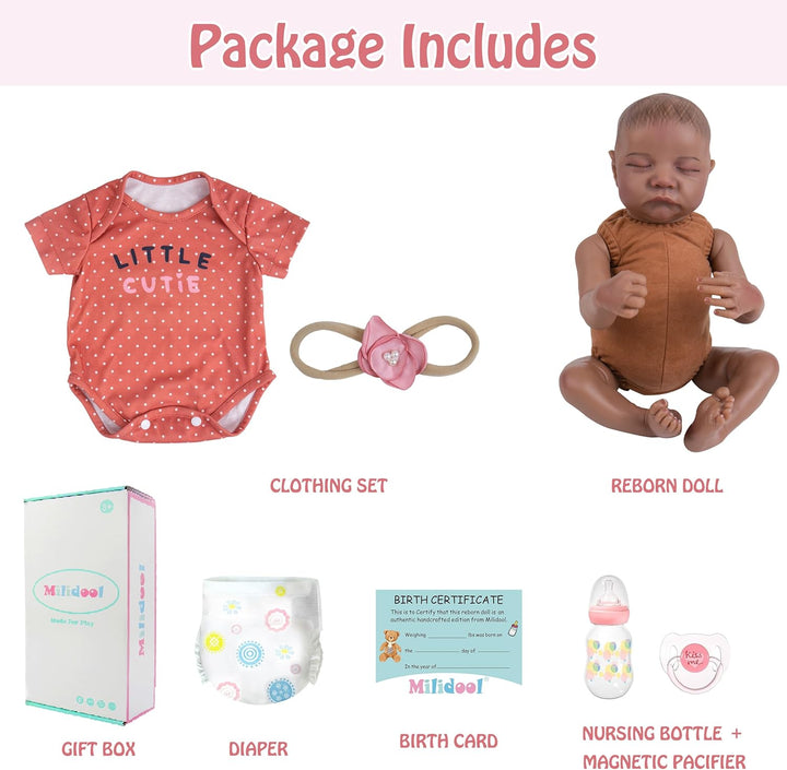 Milidool Muñeca Reborn Baby Girl de 18 pulgadas, realista, afroamer...