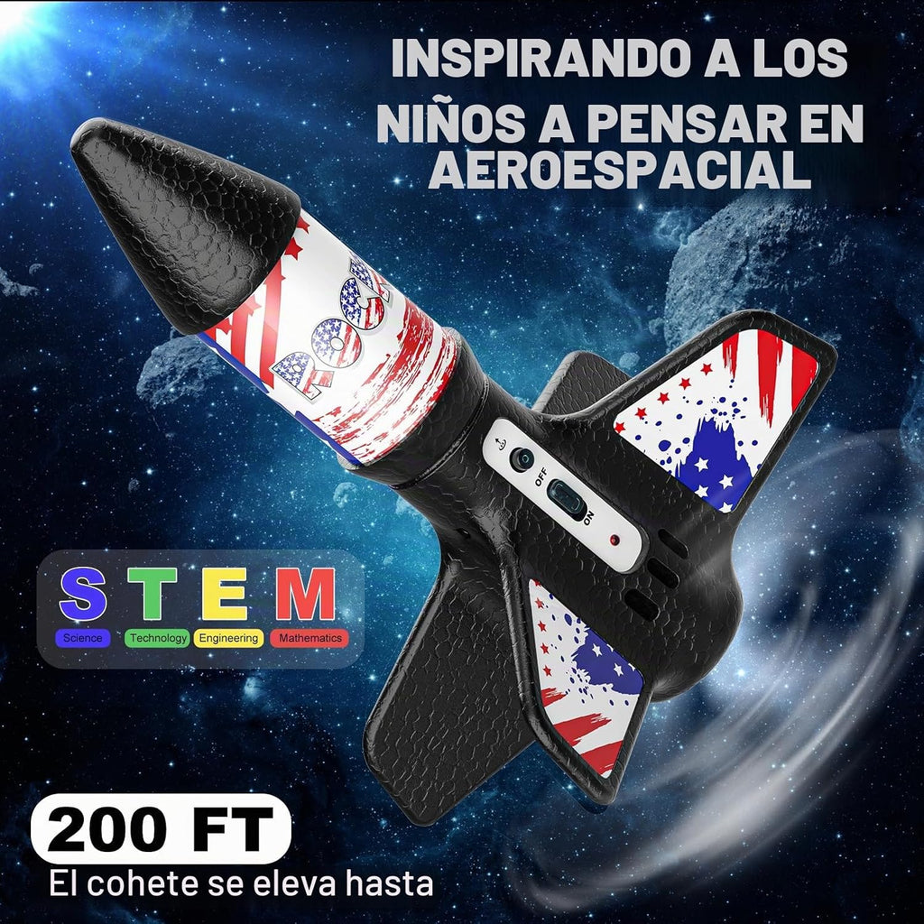 Lanzador de cohetes para niños, cohete aerodinámico motorizado de lanzamiento automático