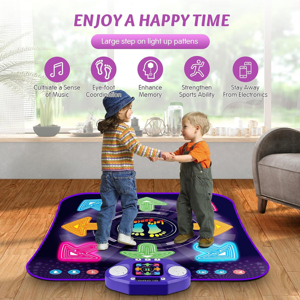Juguetes de alfombrilla de baile para niñas y niños de 3 a 12 años, alfombrillas de baile con 8 botones iluminados y Bluetooth inalámbrico, juguete de baile con música y 5 modos de juego, regalos de