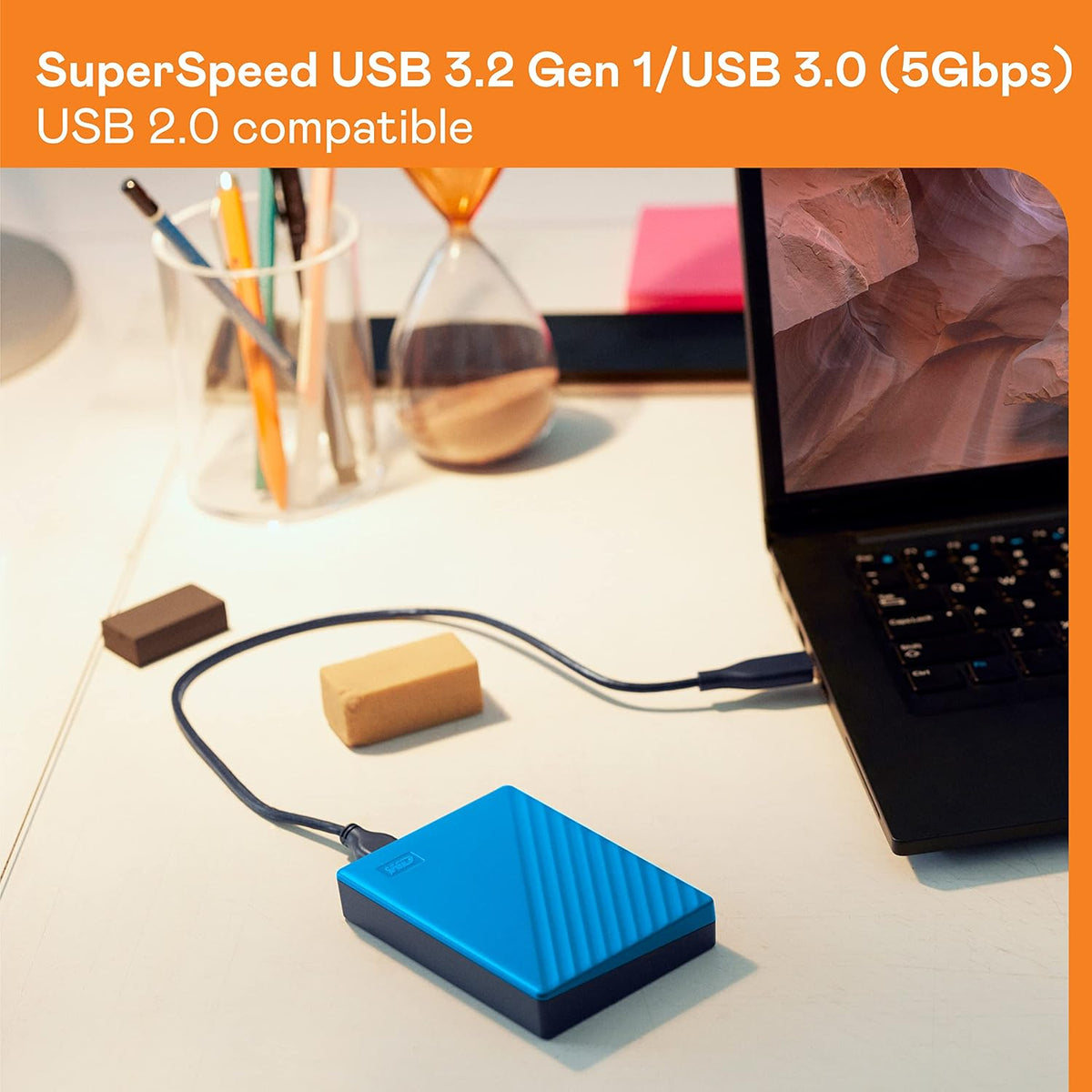 WD 6TB My Passport, disco duro externo portátil, azul, software de...