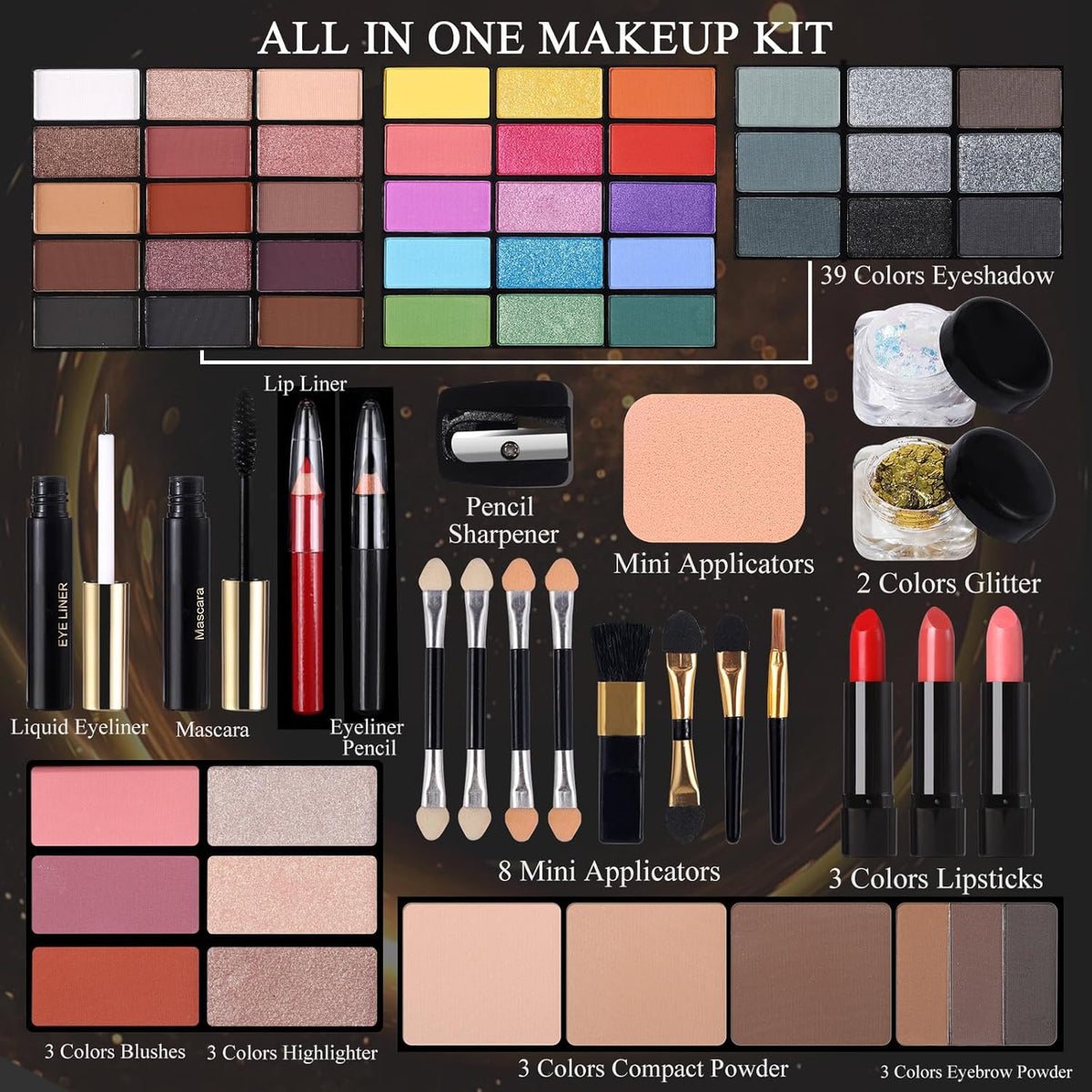 Kit de maquillaje profesional para mujeres y niñas, kit completo co...