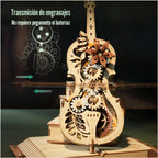 ROKR Rompecabezas 3D para adultos, a escala 1:5, kit de modelo de violonchelo con base, 199 piezas, caja de música de madera, kit de construcción, regalo de escritorio para hombres, mujeres