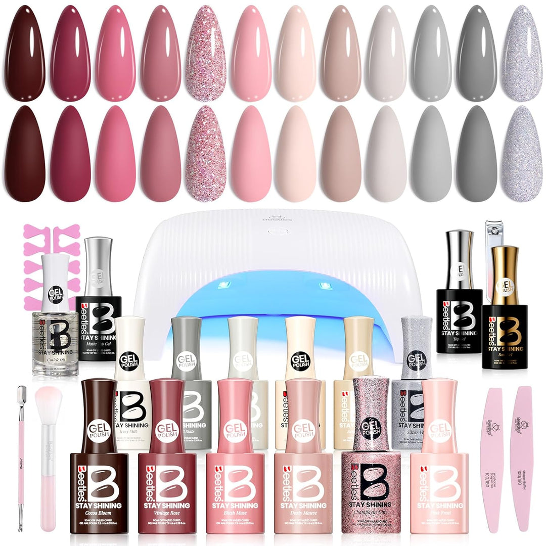 Beetles Stay Shining - Kit de 23 esmaltes de uñas de gel con luz UV...