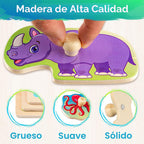 SYNARRY Rompecabezas de madera para niños pequeños de 1 a 3 años, 6 juegos de rompecabezas de animales para niños pequeños de 2 a 4 años con estante, rompecabezas para niños de 2 a 4 años, juguetes
