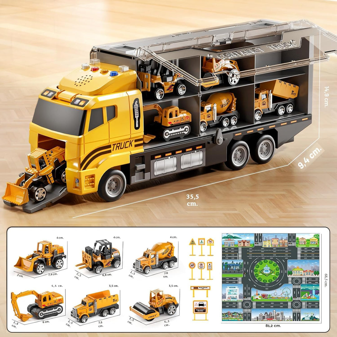 NIPLOOOW - Juego de vehículos de construcción para niños, camión de...