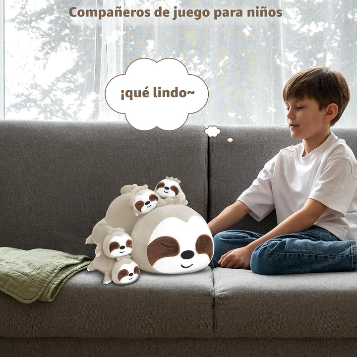 TOYSYM Perezoso de peluche lindo perezoso de peluche con 4 peluches...