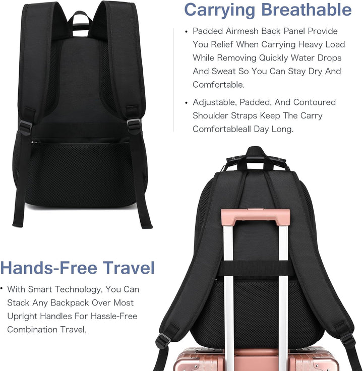 Mochila para laptop Boavan para hombre (Negro, 15.6), Elegante