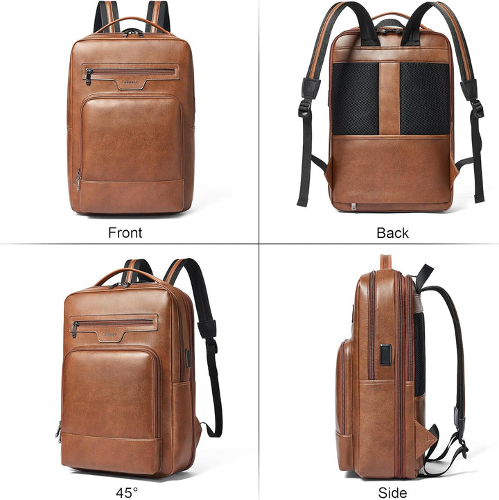 Mochila de cuero Shrrie para laptop para mujeres y hombres, mochila...