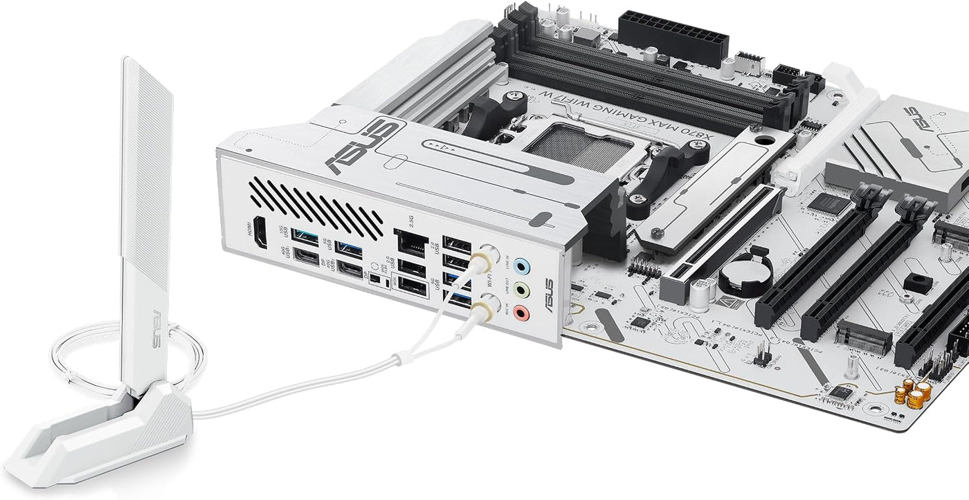 ASUS X870 MAX GAMING WIFI7 W AMD AM5 ATX Placa base, PCB blanco de...