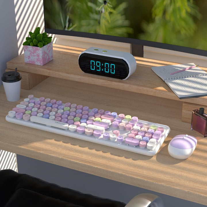 UBOTIE Teclado inalámbrico colorido para computadora y mouse óptico...