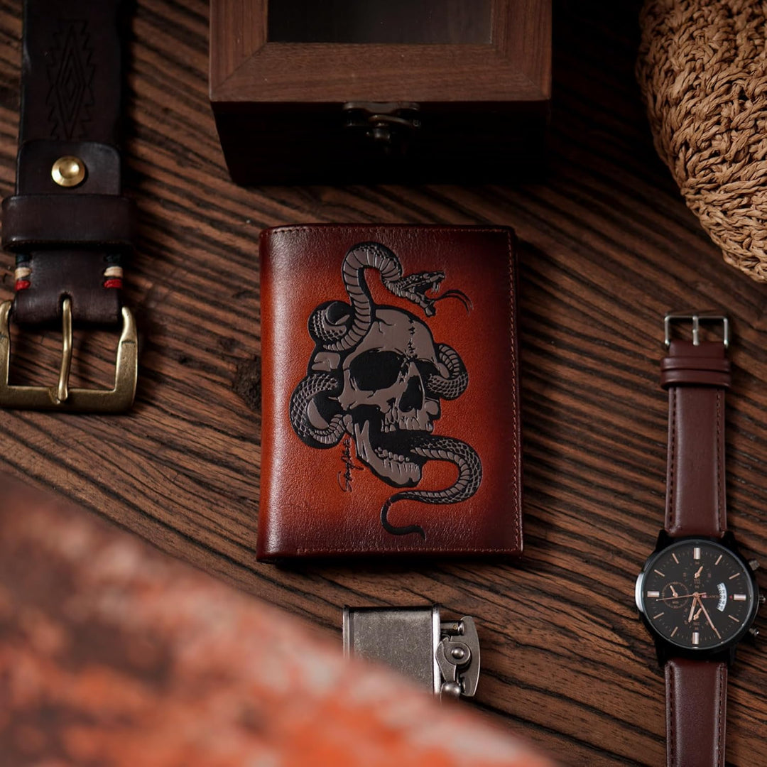 skneephate Billeteras geniales para hombres dobles, cartera vertica...