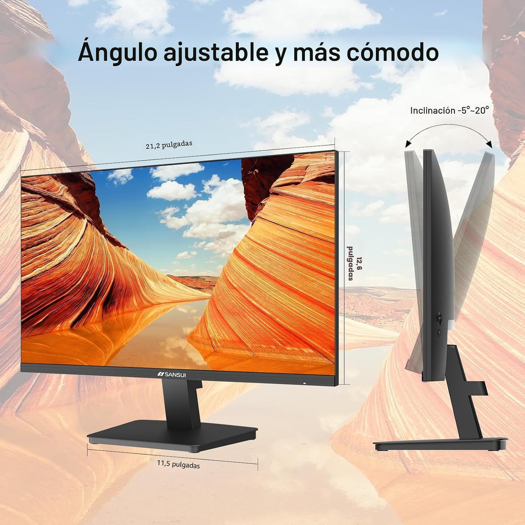 SANSUI Monitor de 24 Pulgadas 100Hz para PC, Puertos HDMI VGA Monta...