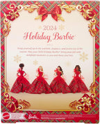 Barbie Signature 2024 Muñeca Navideña con Cabello Castaño Claro en Vestido a Cuadros, Juguete Coleccionable en Empaque Exhibible
