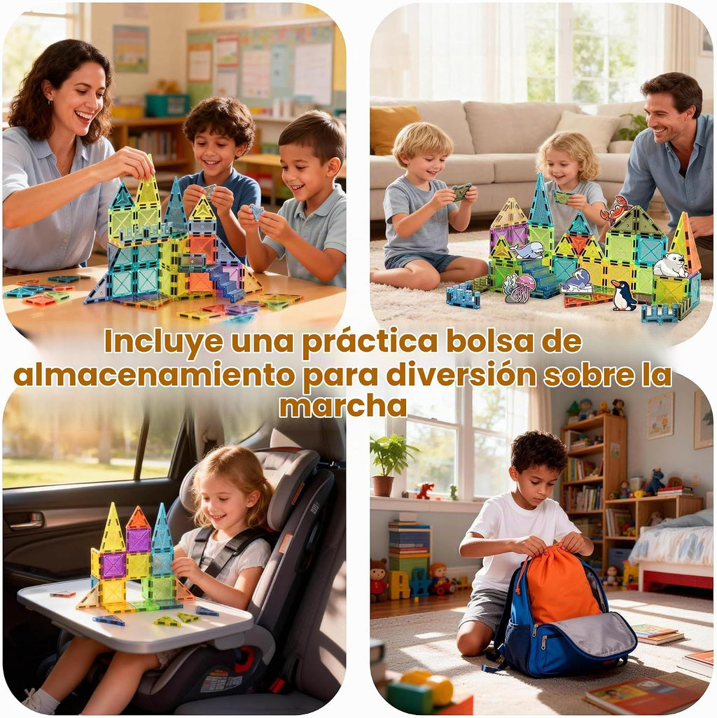 Azulejos magnéticos para niños, juego de juguetes de construcción