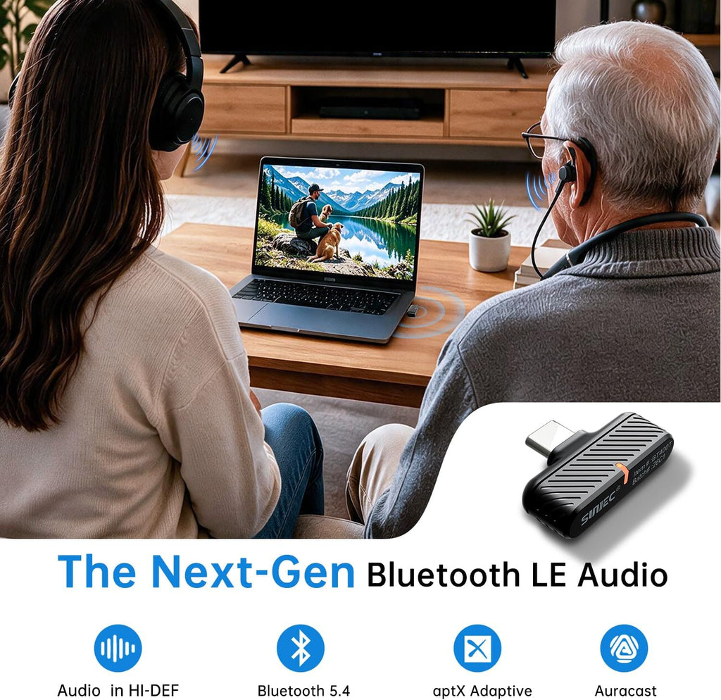 Auracast USB-C Bluetooth LE Adaptador de audio para PC, Mac