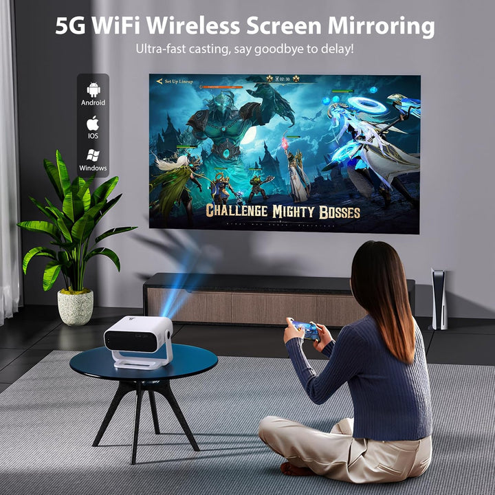 Proyector Mini Smart, con Wifi y Bluetooth, 220 ANSI 1080P HD, apli...