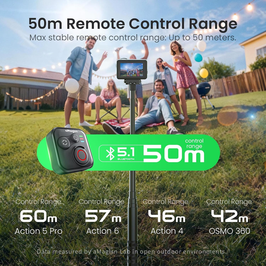 YDW Control remoto Bluetooth para DJI Osmo Action 6/Osmo Action 5 Pro/Action 4/DJI OSM0 360 cámaras, rango de control remoto inalámbrico de 164 ft, accesorios de acción inteligente