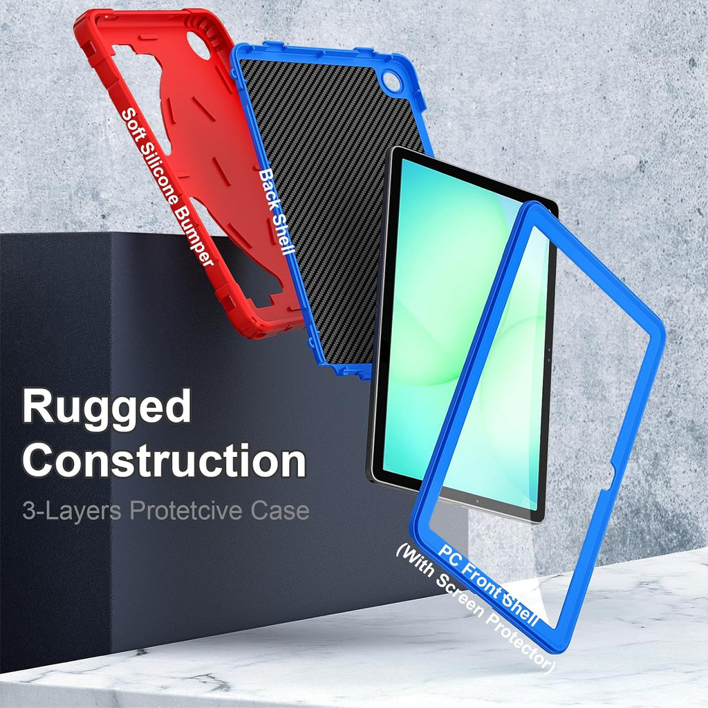 Funda a prueba de golpes para Samsung Galaxy Tab A11+ Plus/A9+ 11", color rojo y azul