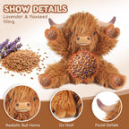 Highland Cow - Animales de peluche con peso, para microondas y con peso, peluche de vaca de las tierras altas para mayor comodidad, juguete de aroma a lavanda refrescante y calentable, lindo regalo para niños, niñas y adultos
