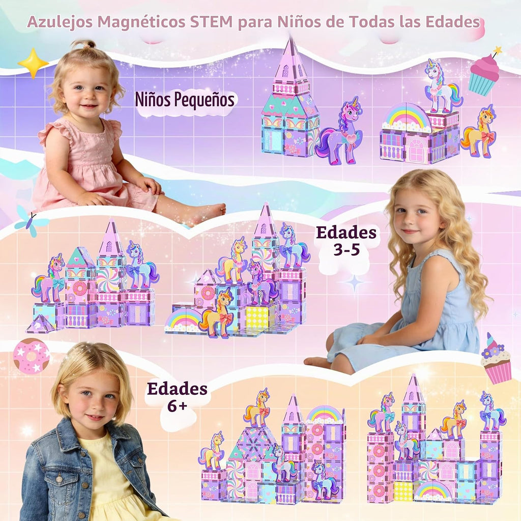 GobiDex Juego de construcción de 100 piezas de azulejos magnéticos de