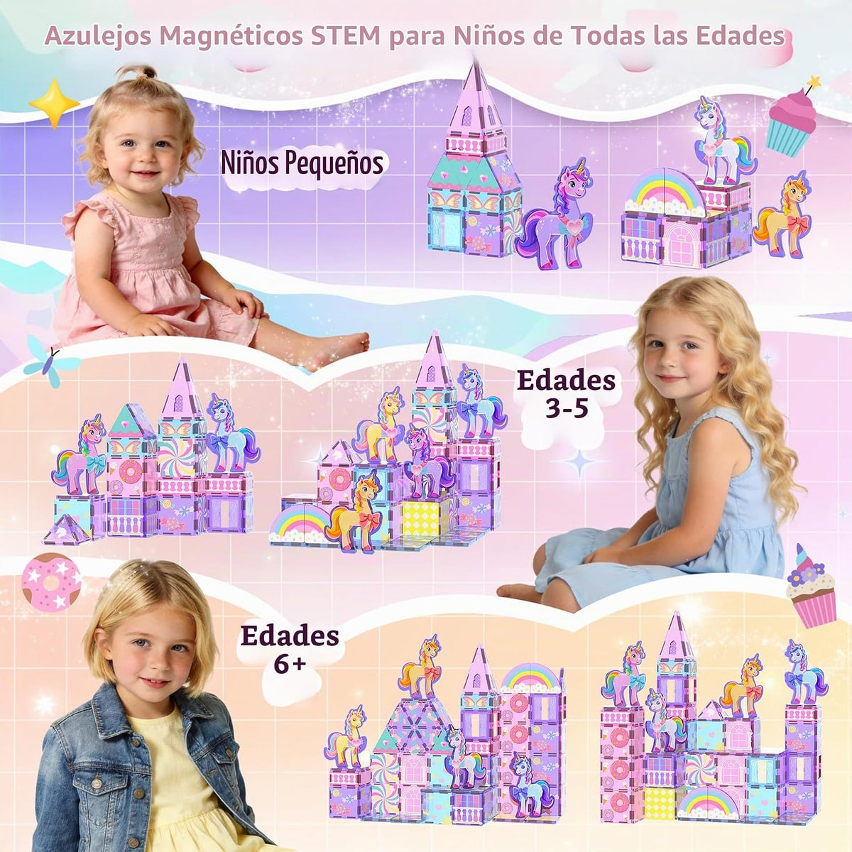 GobiDex Juego de construcción de 100 piezas de azulejos magnéticos de
