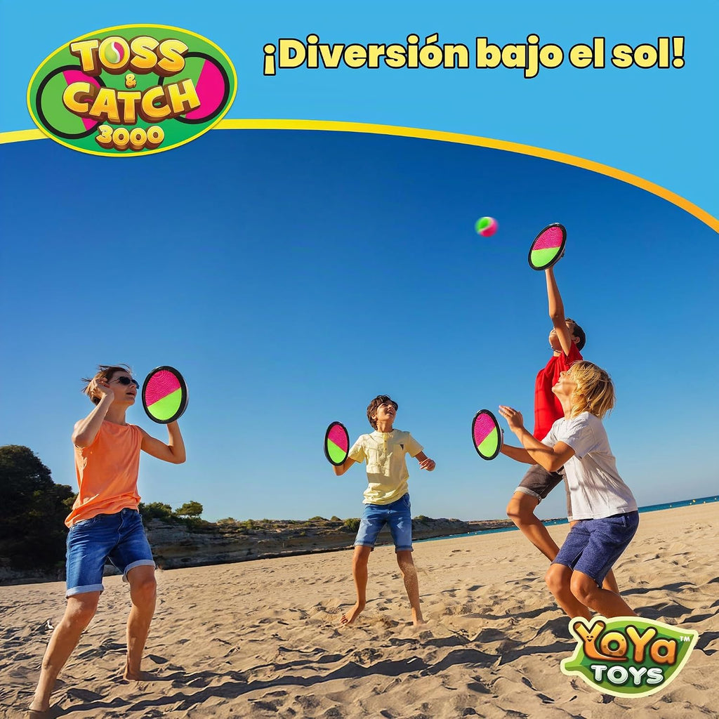 YoYa Toys Juego de juguetes de pelota para lanzar y atrapar, 4 paletas y 4 bolas adhesivas, divertidos juegos al aire libre para niños, actividades al aire libre para patio trasero, playa, parque, campamento, regalo para niños y niñas de 4, 5, 6, 7, 8, 9