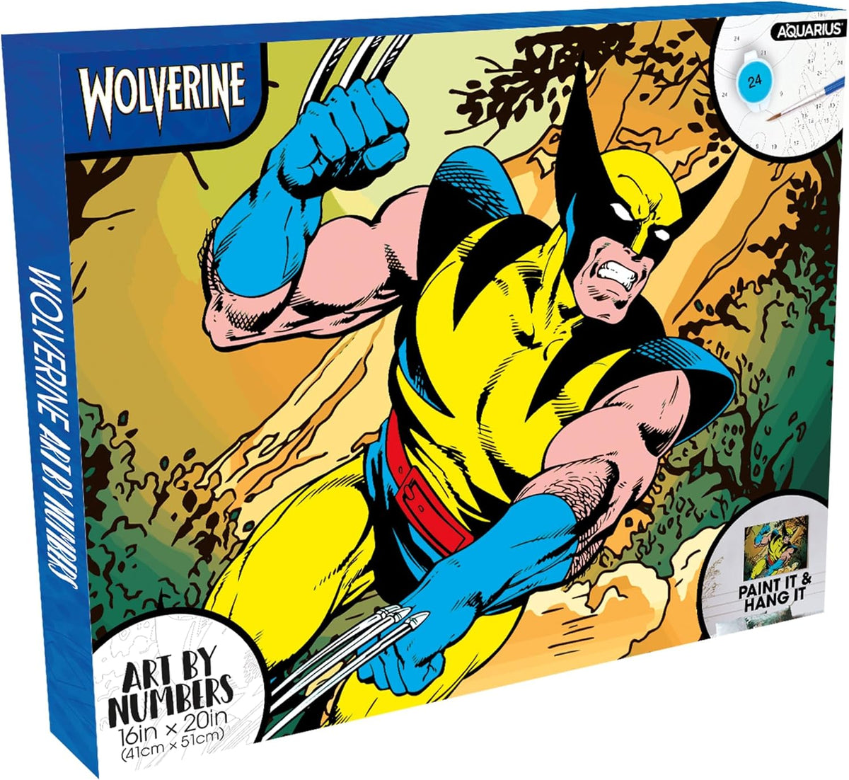 Aquarius Wolverine Art by Numbers - Arte por números, 16 x 20 pulgadas, pintura temática de Deadpool de Marvel por números para adultos y niños, kit de pintura de bricolaje por números para
