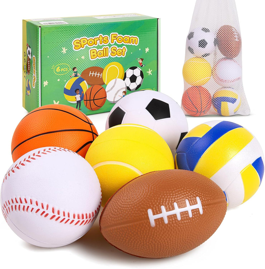 Paquete de 6 bolas suaves para niños, juguetes deportivos al aire libre, bolas de espuma pequeñas
