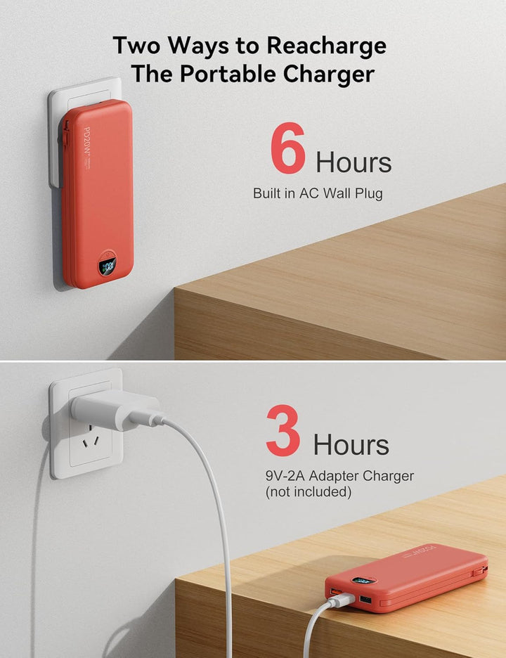 Banco de poder aonidi de 12000mAh ultraportátil con cables y enchuf...