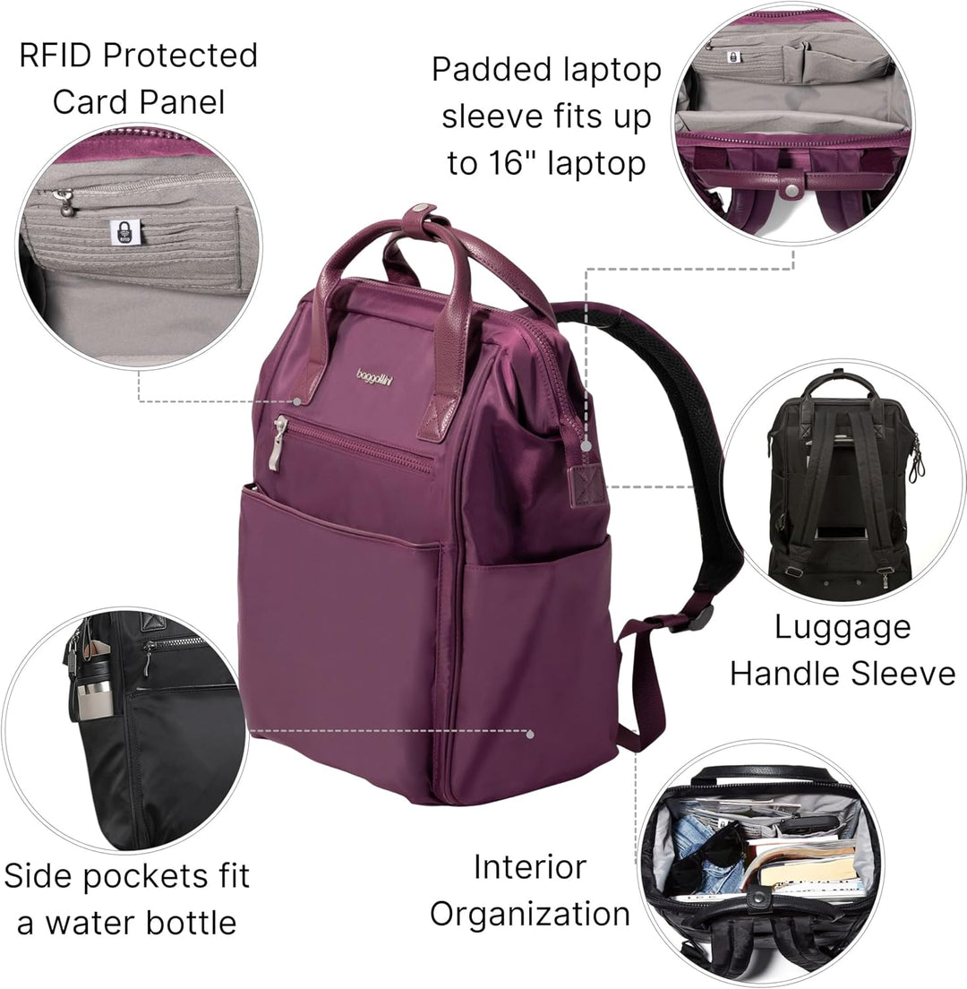 Baggallini Soho Backpack - Mochila de viaje para laptop para mujer,...