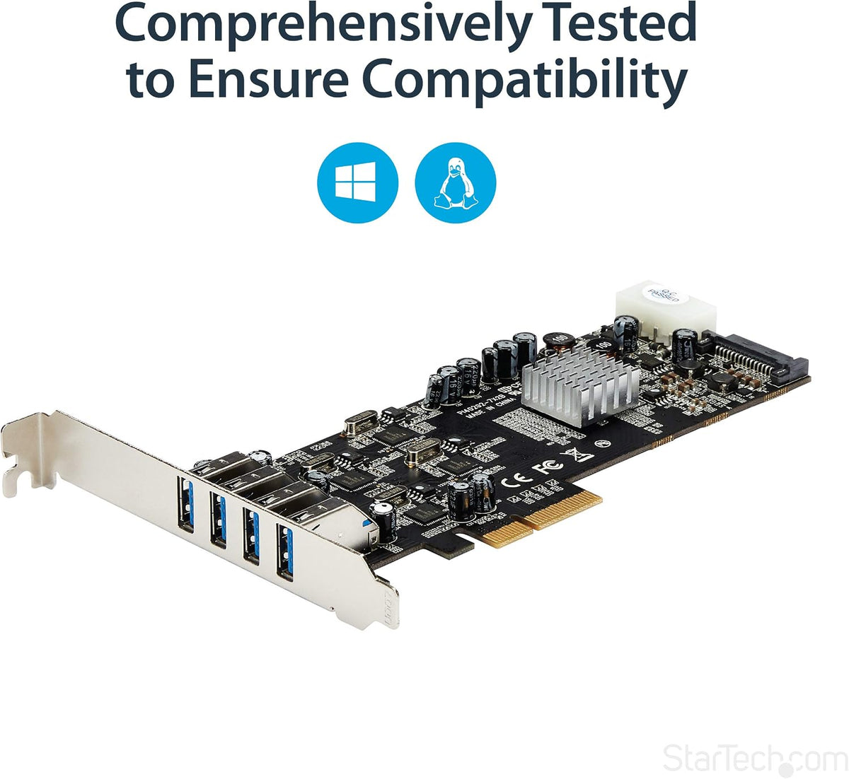 StarTech - Tarjeta PCIe USB de 4 puertos de 5 Gbps, 4 controladores...