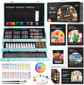 Shuttle Art Kit de arte de regalo de lujo, juego de 202 piezas de suministros de arte de madera con 4 almohadillas de dibujo, lienzos, hojas para colorear, pintura acrílica, crayones y pasteles al óleo, lápices de colores para niños